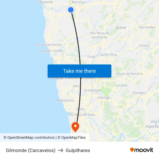 Gilmonde (Carcavelos) to Gulpilhares map