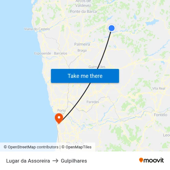 Lugar da Assoreira to Gulpilhares map