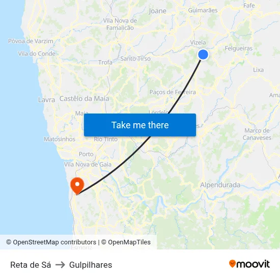 Reta de Sá to Gulpilhares map