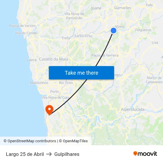 Largo 25 de Abril to Gulpilhares map