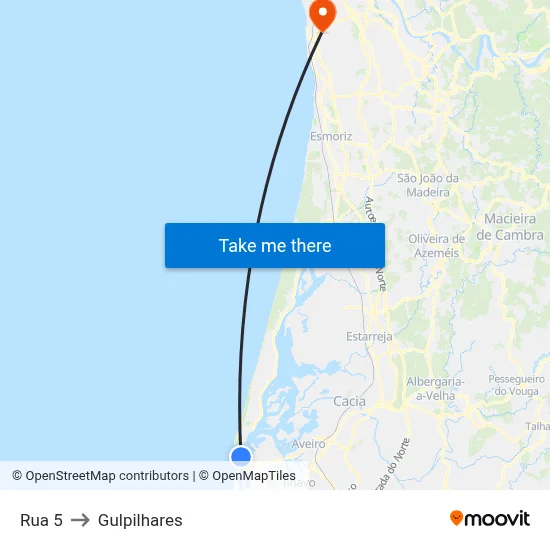 Rua 5 to Gulpilhares map