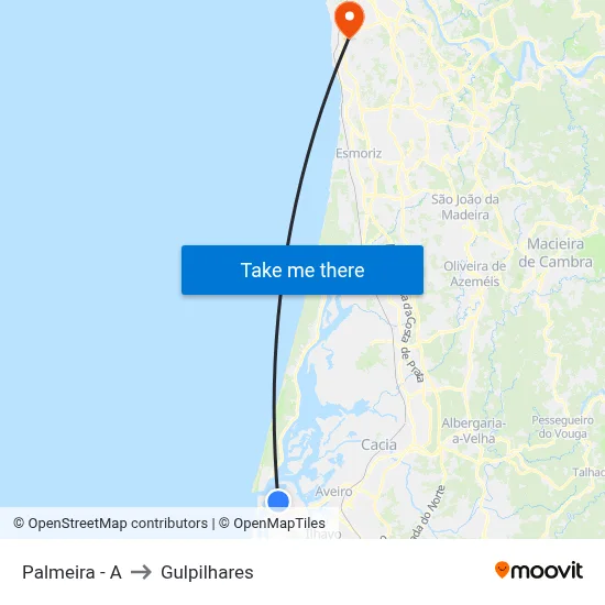 Palmeira - A to Gulpilhares map