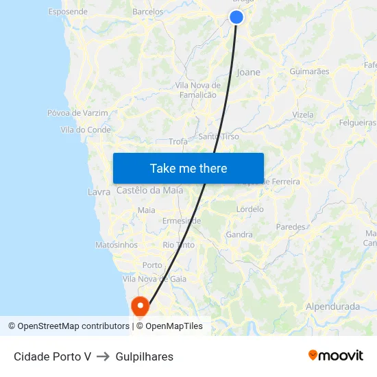 Cidade Porto V to Gulpilhares map