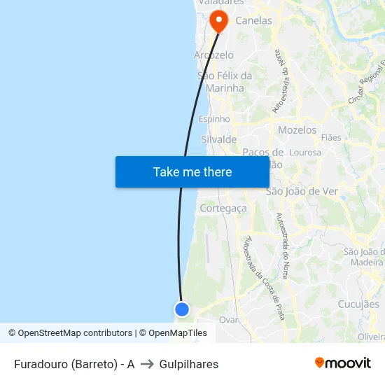 Furadouro (Barreto) - A to Gulpilhares map