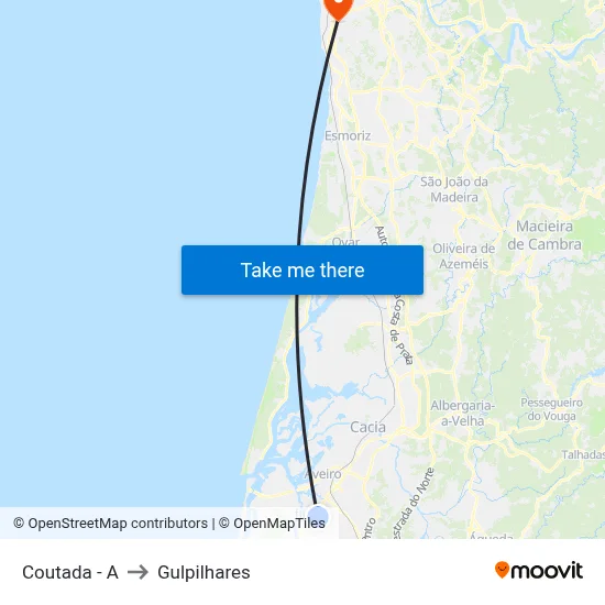 Coutada - A to Gulpilhares map