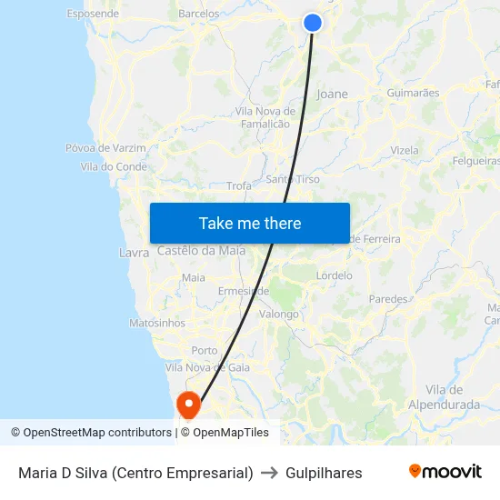 Maria D Silva (Centro Empresarial) to Gulpilhares map