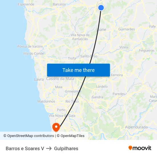 Barros e Soares V to Gulpilhares map