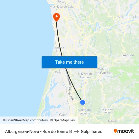 Albergaria-a-Nova - Rua do Bairro B to Gulpilhares map