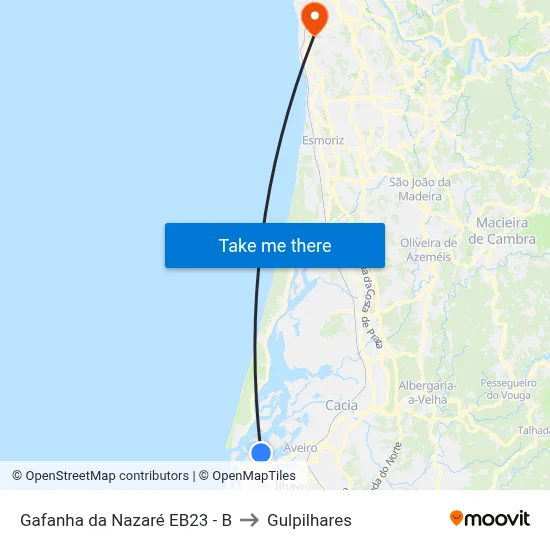 Gafanha da Nazaré EB23 - B to Gulpilhares map