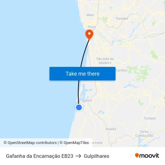 Gafanha da Encarnação EB23 to Gulpilhares map