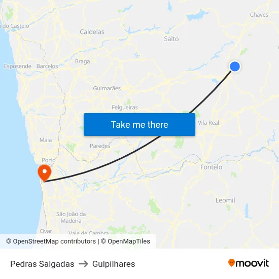 Pedras Salgadas to Gulpilhares map