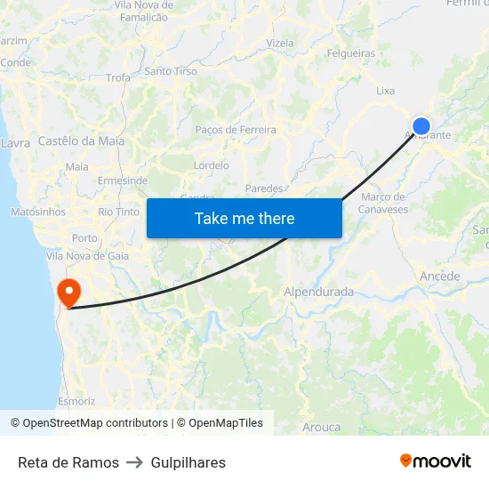 Reta de Ramos to Gulpilhares map