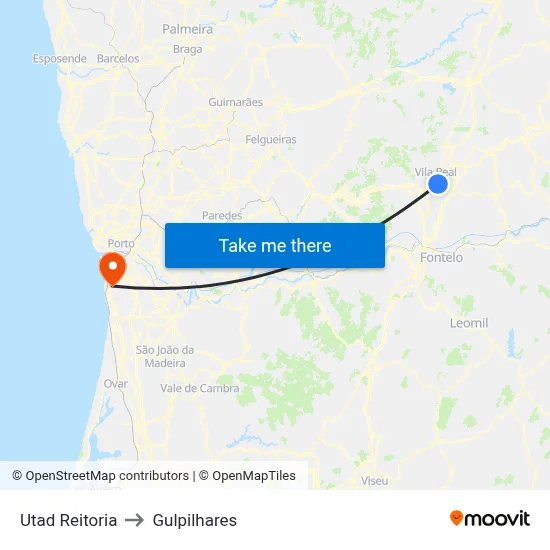 Utad Reitoria to Gulpilhares map