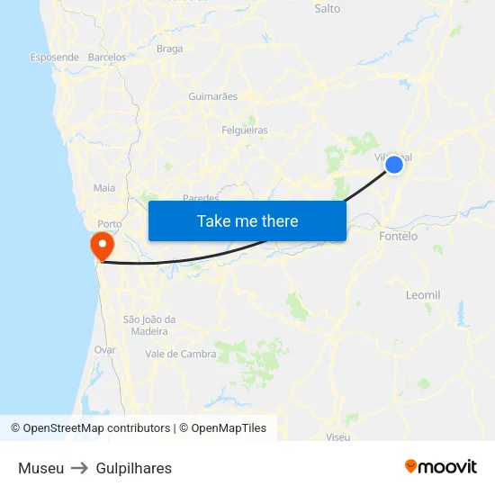 Museu to Gulpilhares map