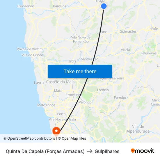 Quinta Da Capela (Forças Armadas) to Gulpilhares map