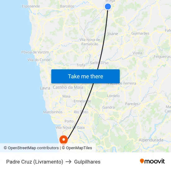 Padre Cruz (Livramento) to Gulpilhares map