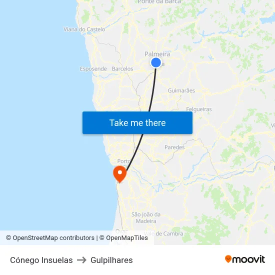 Cónego Insuelas to Gulpilhares map