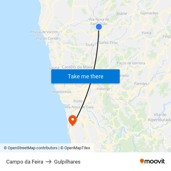 Campo da Feira to Gulpilhares map