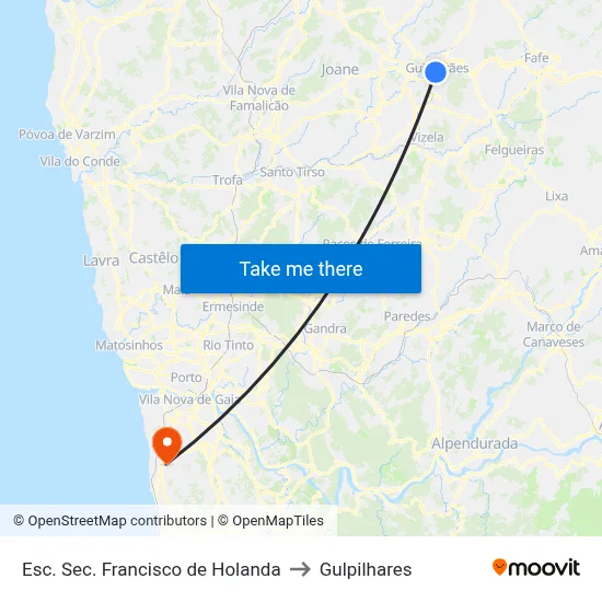 Esc. Sec. Francisco de Holanda to Gulpilhares map
