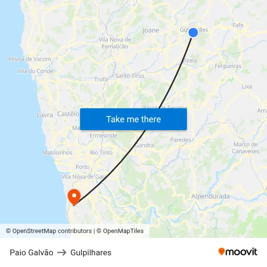 Paio Galvão to Gulpilhares map
