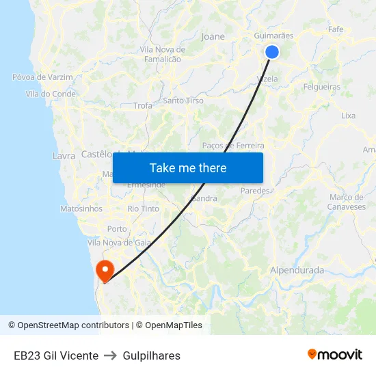 EB23 Gil Vicente to Gulpilhares map