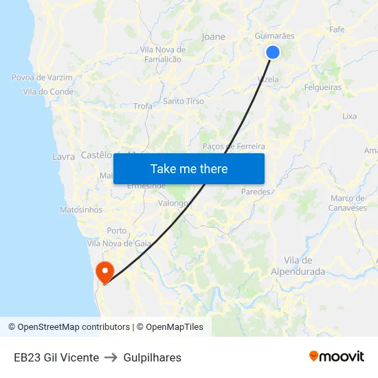 EB23 Gil Vicente to Gulpilhares map