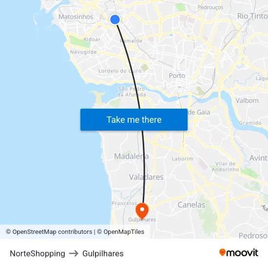 Norteshopping to Gulpilhares map