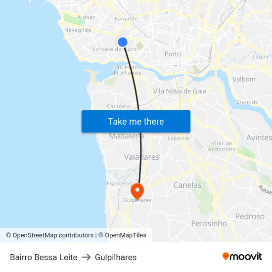 Bairro Bessa Leite to Gulpilhares map