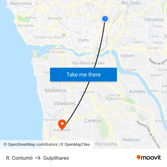 R. Contumil to Gulpilhares map