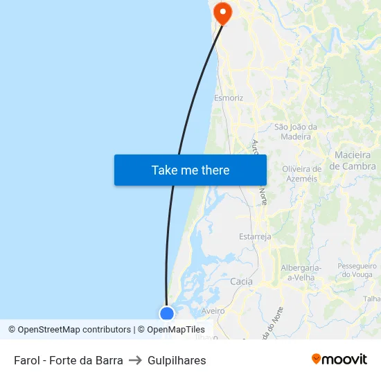 Farol - Forte da Barra to Gulpilhares map
