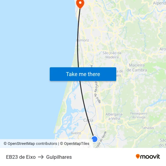 EB23 de Eixo to Gulpilhares map