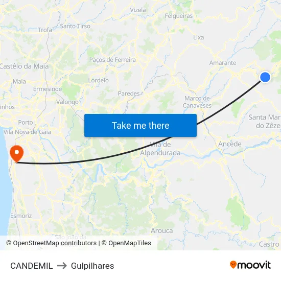 CANDEMIL to Gulpilhares map