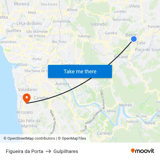 Figueira da Porta to Gulpilhares map