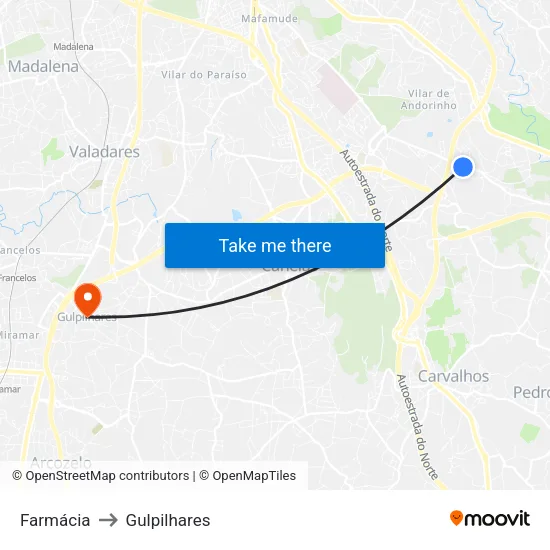 Farmácia to Gulpilhares map