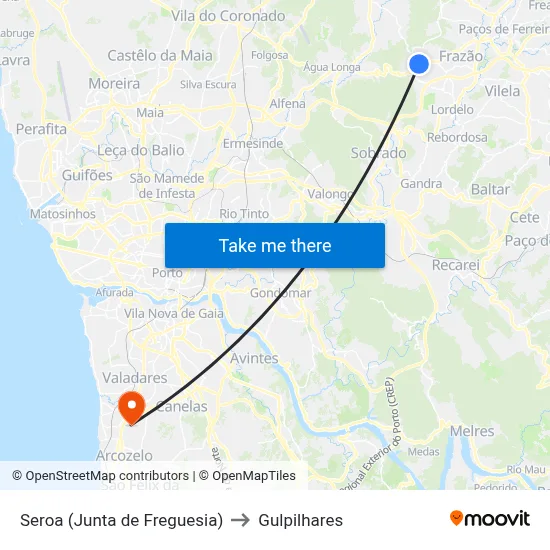 Seroa (Junta de Freguesia) to Gulpilhares map