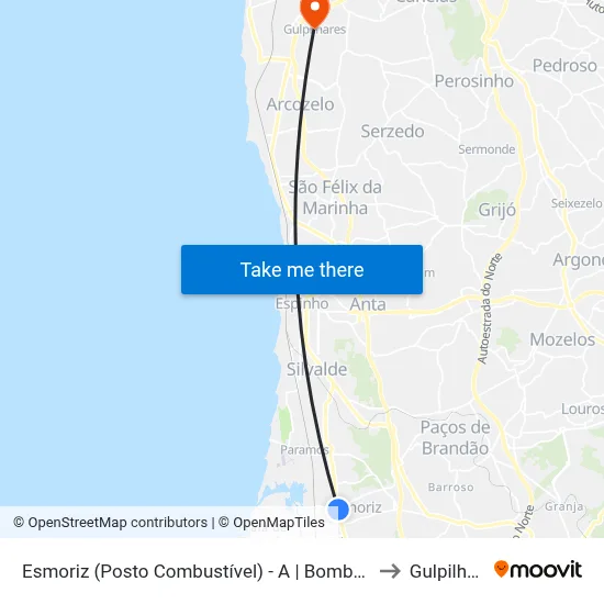 Esmoriz (Posto Combustível) - A | Bombas Gasolina to Gulpilhares map