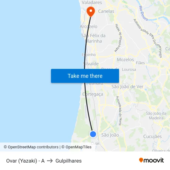 Ovar (Yazaki) - A to Gulpilhares map