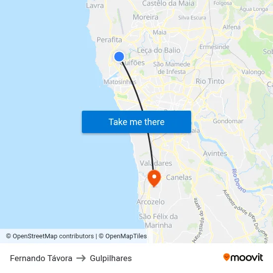 Fernando Távora to Gulpilhares map