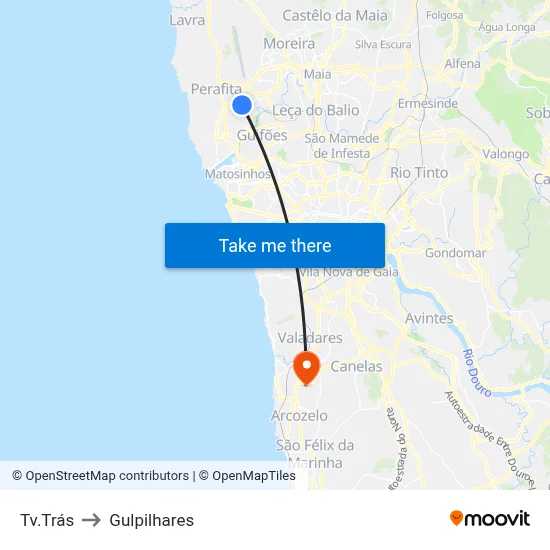 Tv.Trás to Gulpilhares map