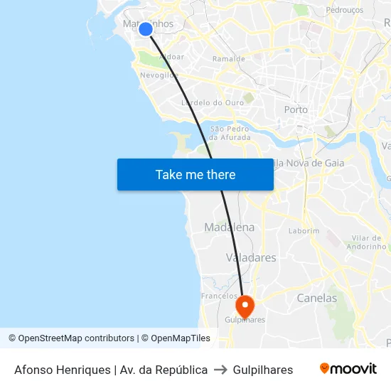 Afonso Henriques | Av. da República to Gulpilhares map