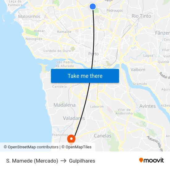S. Mamede (Mercado) to Gulpilhares map