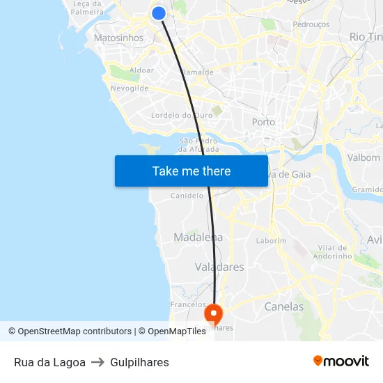 Rua da Lagoa to Gulpilhares map