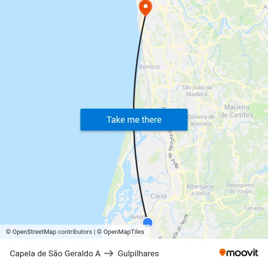 Capela de São Geraldo A to Gulpilhares map