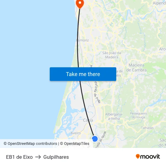 EB1 de Eixo to Gulpilhares map