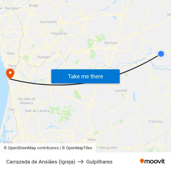Carrazeda de Ansiães (Igreja) to Gulpilhares map