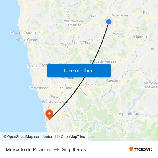 Mercado de Pevidém to Gulpilhares map