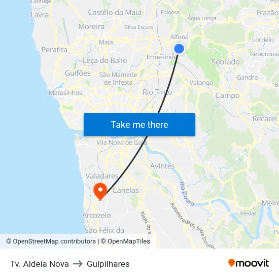 Tv. Aldeia Nova to Gulpilhares map