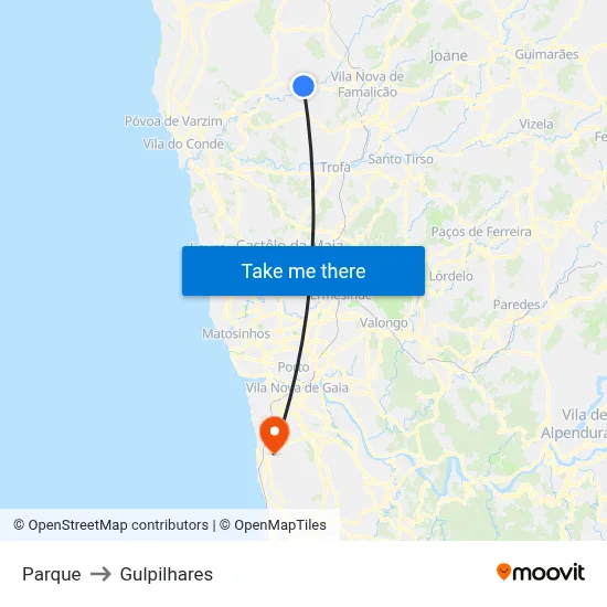 Parque to Gulpilhares map