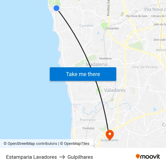 Estamparia Lavadores to Gulpilhares map