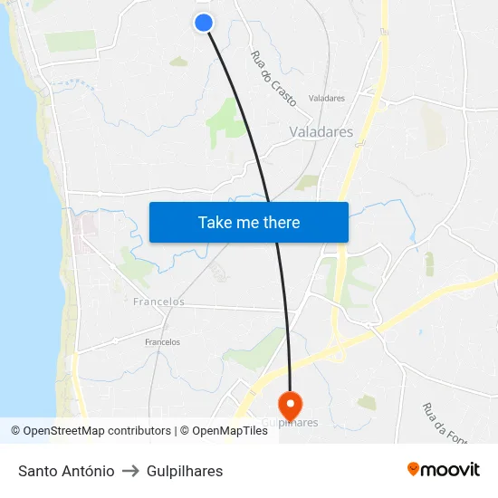 Santo António to Gulpilhares map